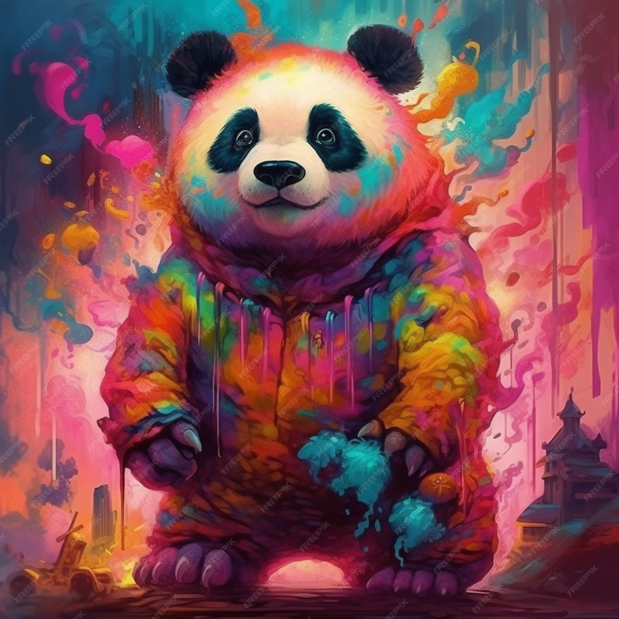 Desenho de Um urso panda pintado e colorido por Usuário não