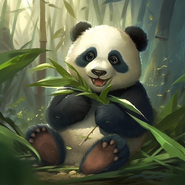 Um desenho animado de um urso panda com nariz preto.