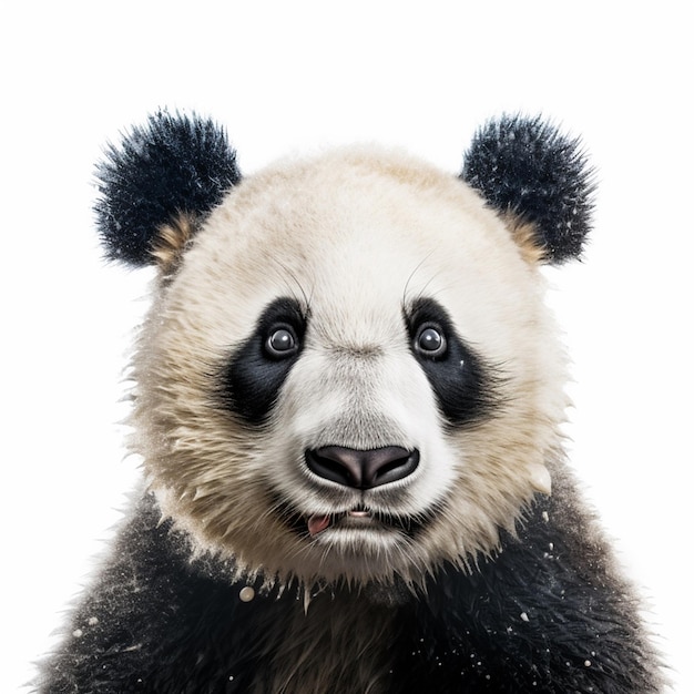 Um urso panda com pelo preto e branco no rosto.