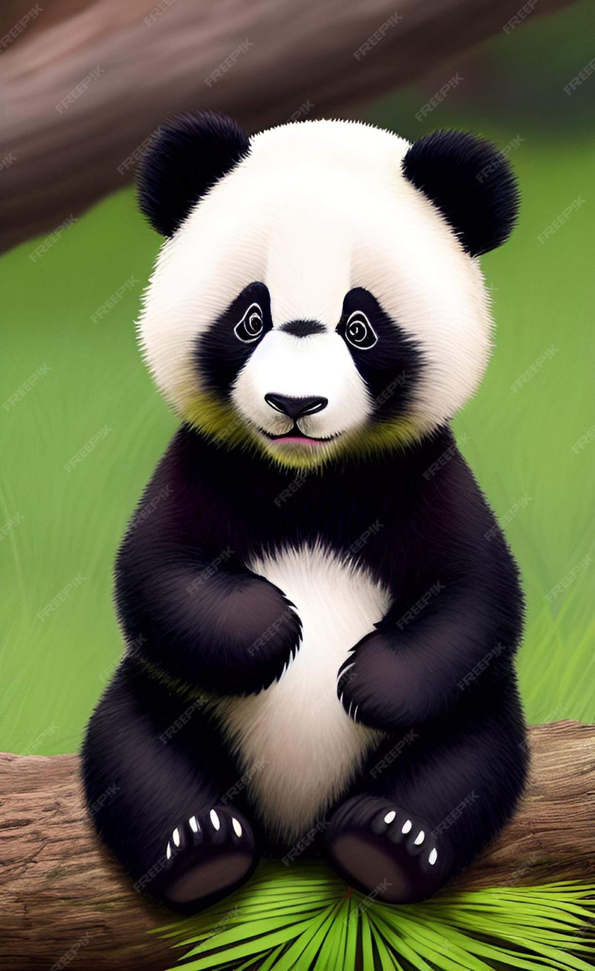 Baixe Urso Panda de Desenho Animado Adorável Sentado em Pé PNG - Creative  Fabrica