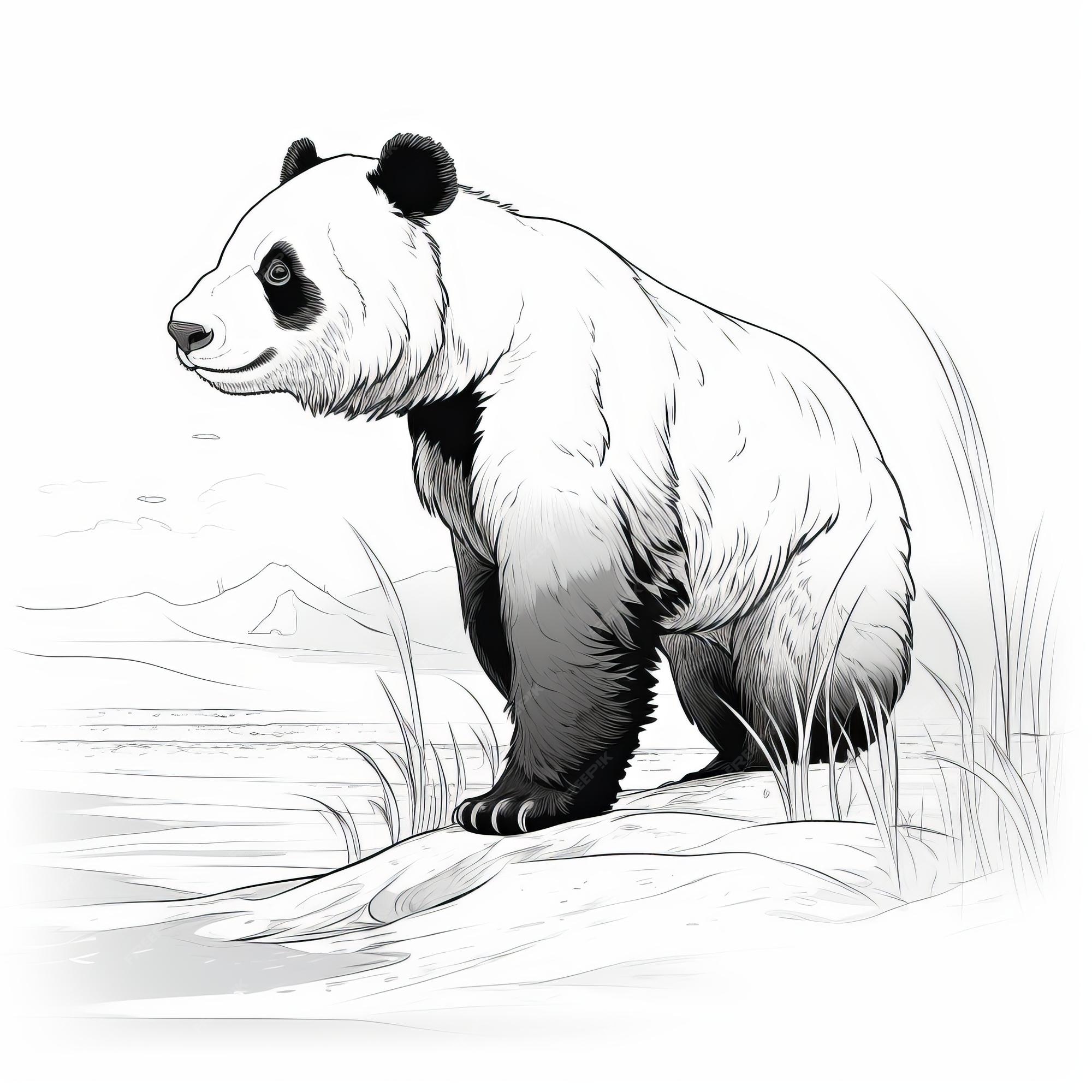 Como desenhar Panda realista: esboço 