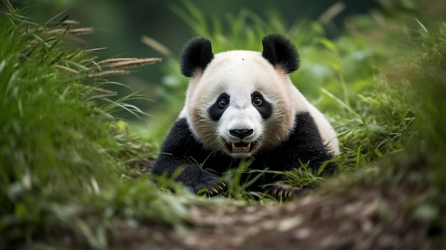 Um urso panda é visto em um zoológico na China.