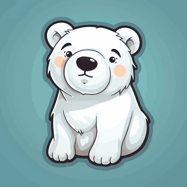 Um urso polar com fundo azul e rosto branco.