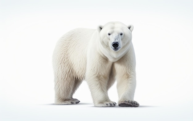 Um urso polar em uma tela branca em branco