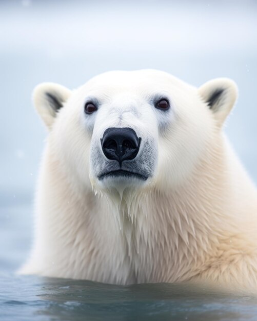 Foto um urso polar nadando na água