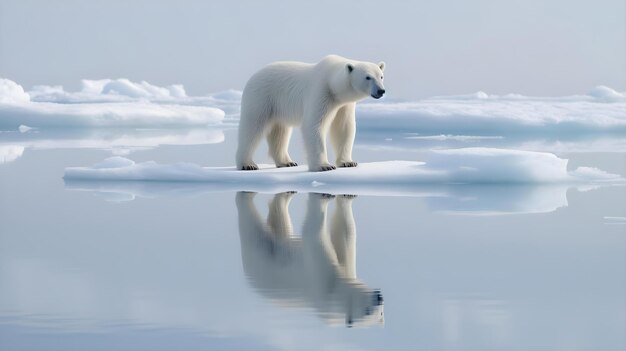 Um urso polar no bloco de gelo