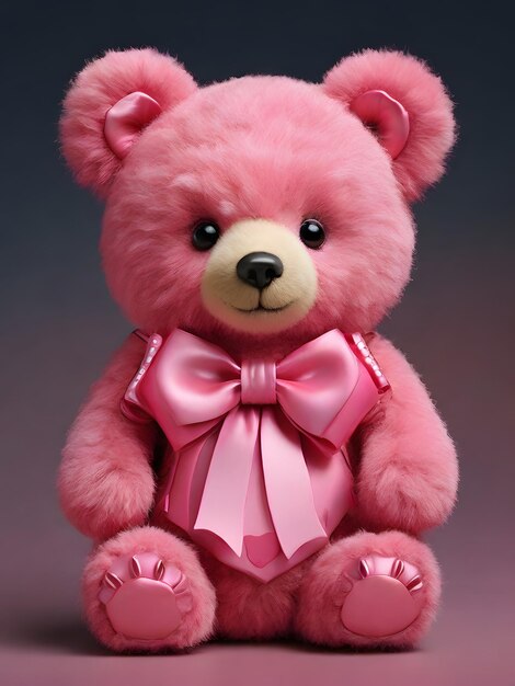 Foto um urso rosa escuro com um laço