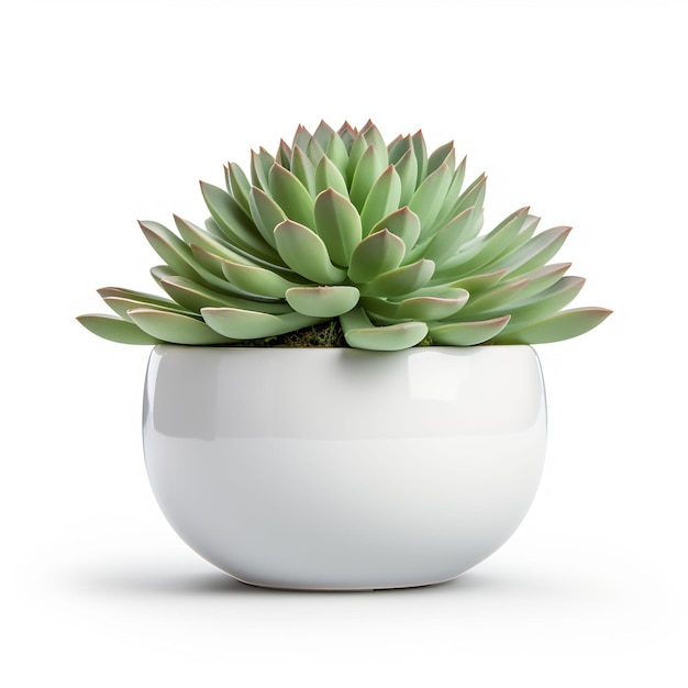 um vaso branco com uma planta nele que é branco