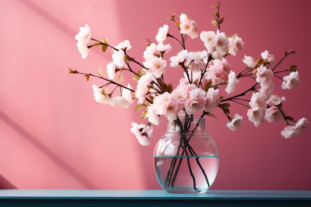 um vaso com água e flores nele