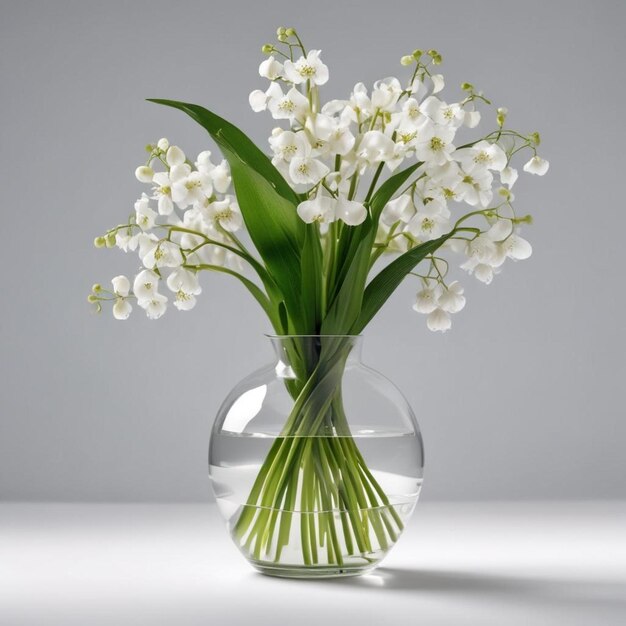 Foto um vaso com flores brancas e um vaso com água.