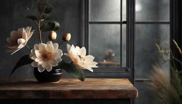Foto um vaso com flores e um vaso com a palavra primavera