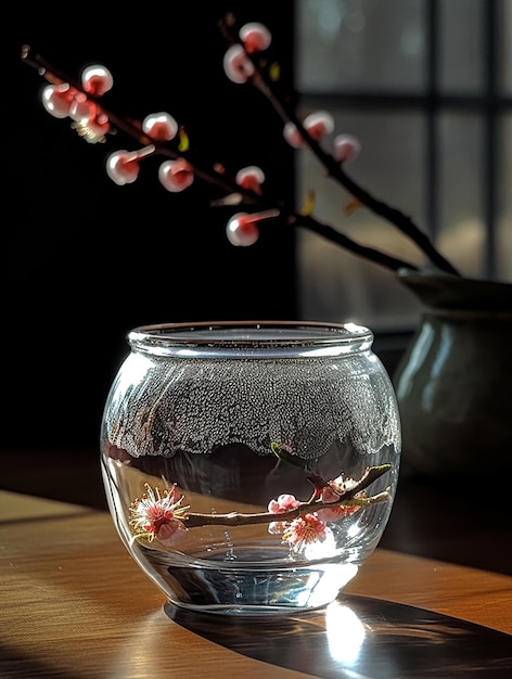 Foto um vaso com flores e um vaso com uma flor