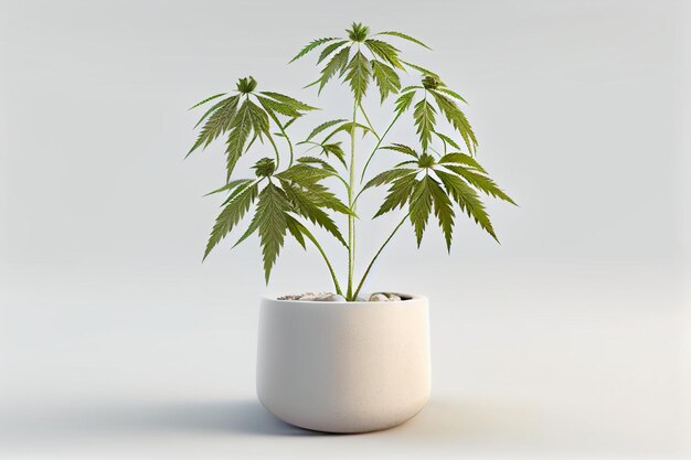 Um vaso de plantas com uma planta que diz cannabis.