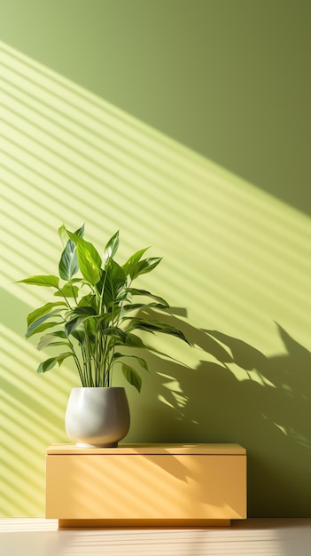 um vaso de plantas em um quarto