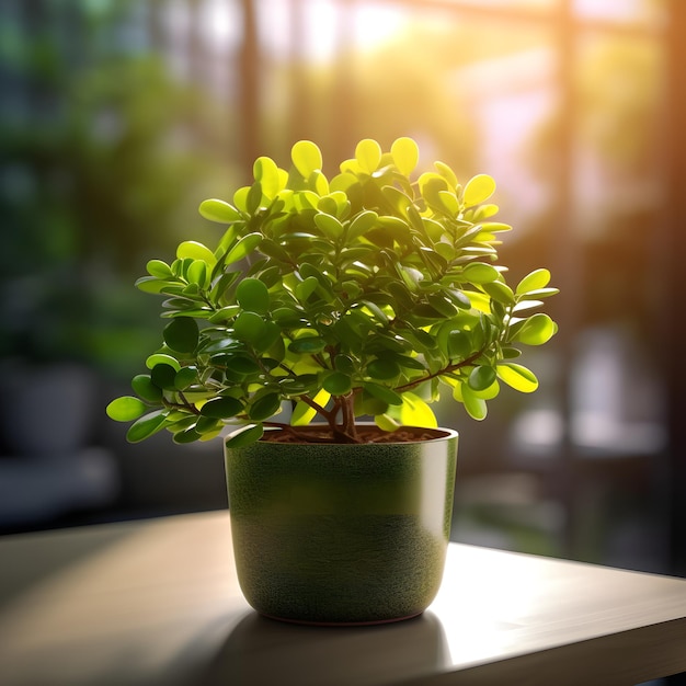 Um vaso de plantas sobre uma mesa