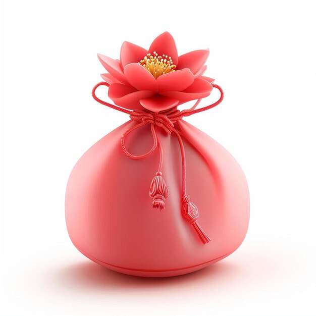 Foto um vaso rosa com uma flor rosa dentro