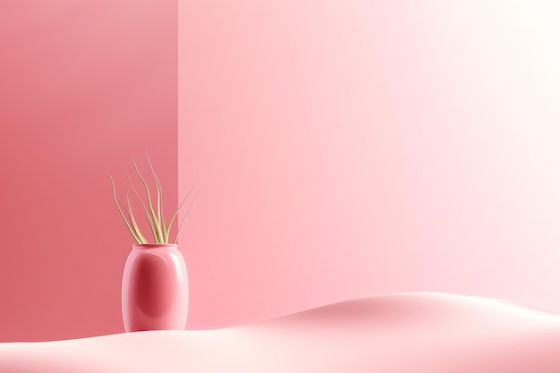 Um vaso rosa com uma planta nele