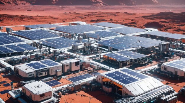 Foto um vasto conjunto de painéis solares no deserto