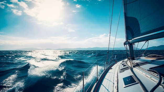 Um veleiro navegando no oceano com as palavras "vela" na frente.