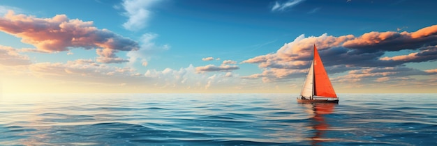 Um veleiro num dia claro no meio do oceano Generative Ai