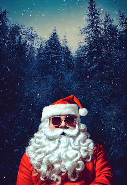 Um velho e peculiar Papai Noel barbudo Um conceito de férias de inverno