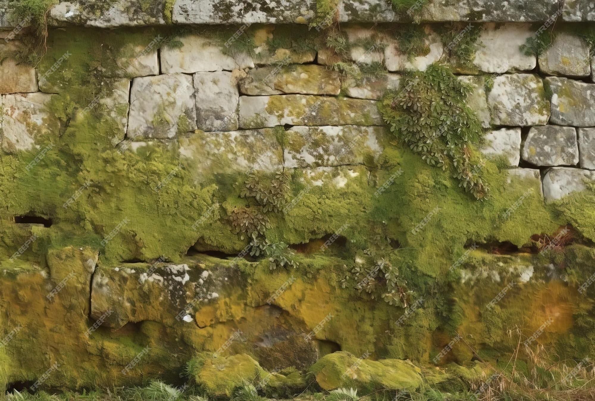 Muro De Pedra Com Musgo E Plantas Verdes. Captura De Reforço Da Via De  Cobertura. Pavimentação De Pedra Natural No Parque Próximo. Imagem de Stock  - Imagem de velho, estrutura: 262768673