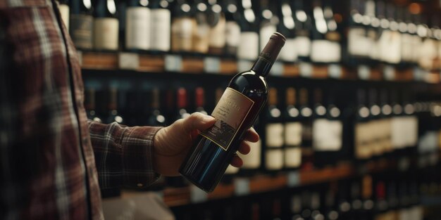 um vendedor numa loja de vinhos oferece uma garrafa de vinho IA geradora