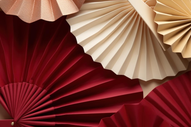 um ventilador de papel origami animado e algum kimono de papel vermelho