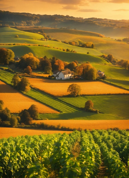 Foto um verão tranquilo e ensolarado no campo