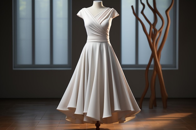 Um vestido de mulher com um design minimalista e simples que mostra simplicidade e versatilidade