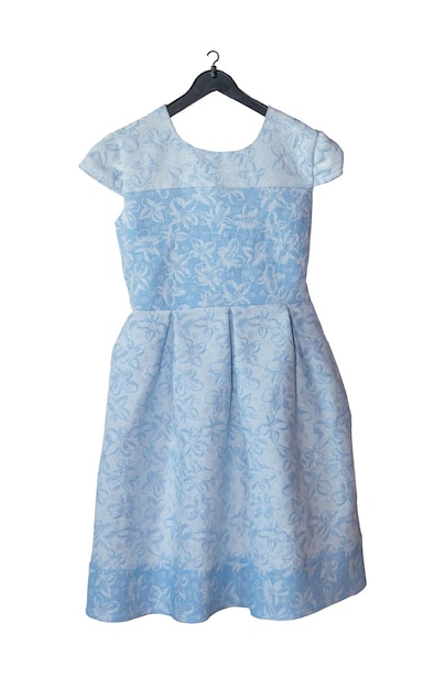 Um vestido infantil azul para crianças isoladas em fundo branco