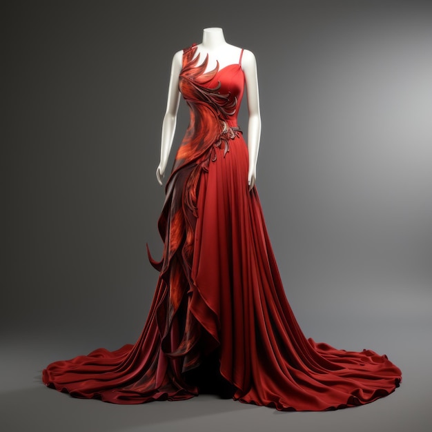 um vestido vermelho em um manequim