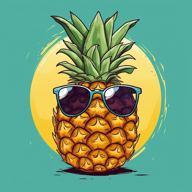 Um vetor de óculos de sol de desenho animado de abacaxi