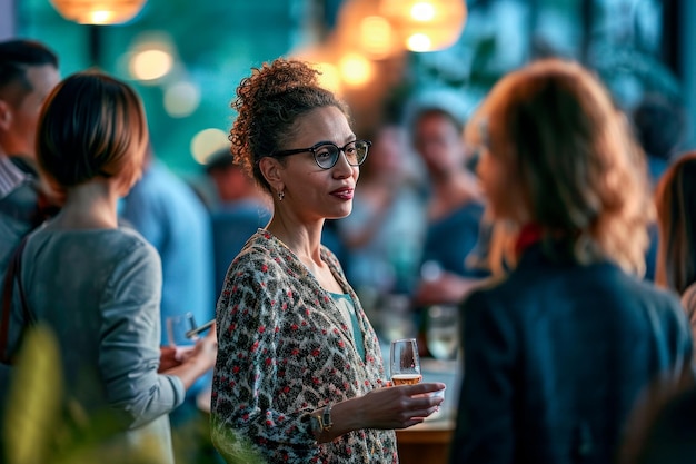 um viajante de negócios a participar de um evento de networking num espaço de coworking de negócios local