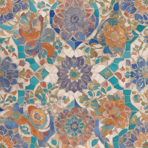 Um vibrante mosaico de azulejos decorativos tradicionais portugueses gerado por Ai