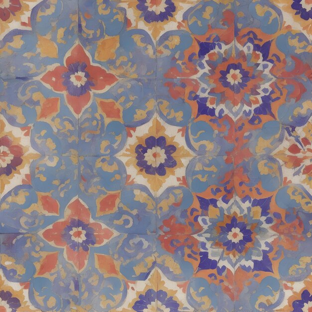 Um vibrante mosaico de azulejos decorativos tradicionais portugueses gerado por Ai