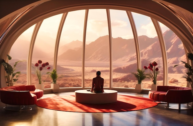 Um vídeo mostrando um interior olhando para o deserto lá fora