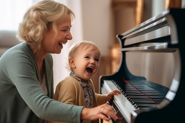 Um vínculo comovente enquanto a avó guia sua neta nas aulas de piano geradas pela IA