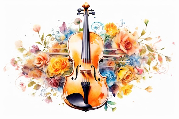 Um violino com rosas nele