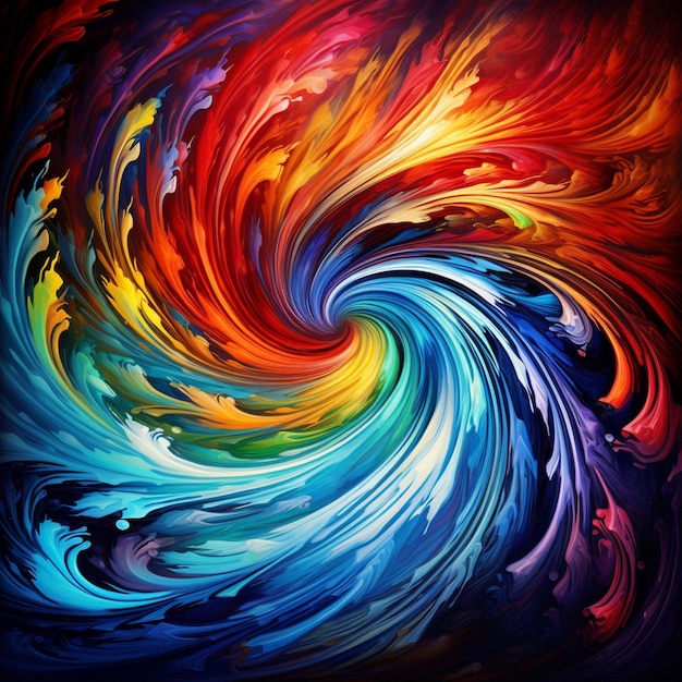 Um vórtice giratório de cores vivas se misturando em harmonia