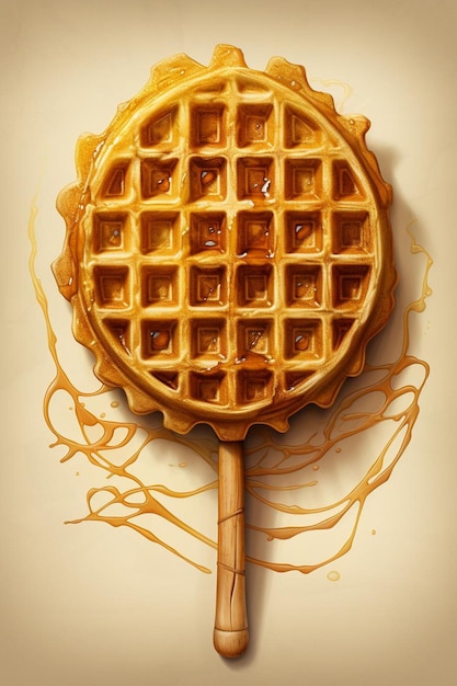 um waffle com calda