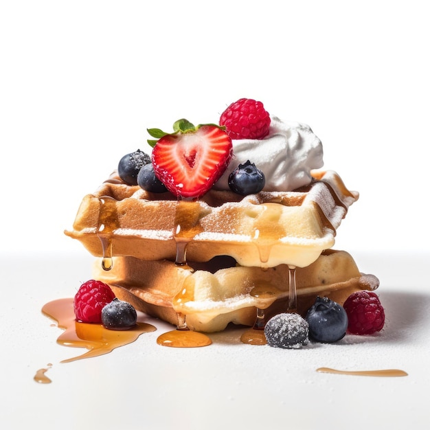 Um waffle com frutas