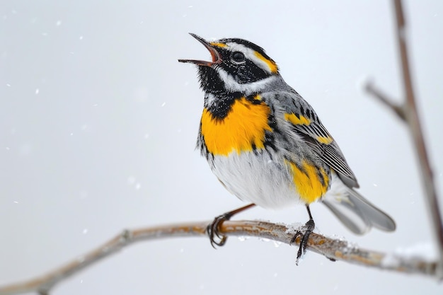 Foto um warbler assobia músicas da natureza