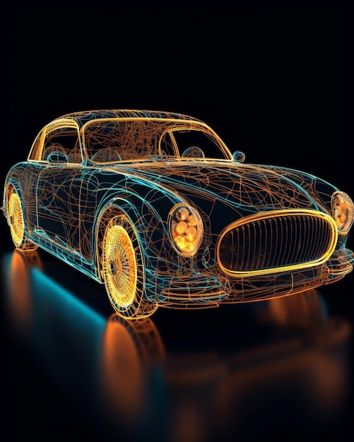 Um wireframe 3d de um carro.