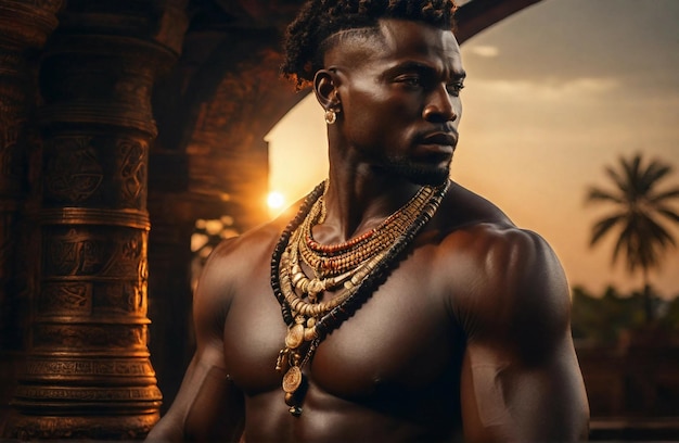 Foto um xamã africano tão bonito como o deus syle