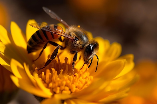 uma abelha em uma flor amarela