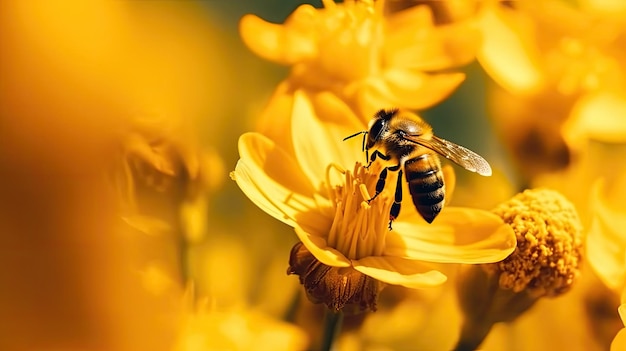 uma abelha em uma flor amarela