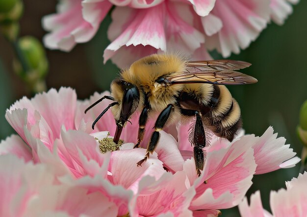uma abelha está comendo uma flor de uma flor