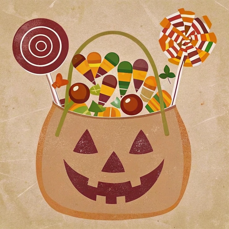 Foto uma abóbora com doces e doces