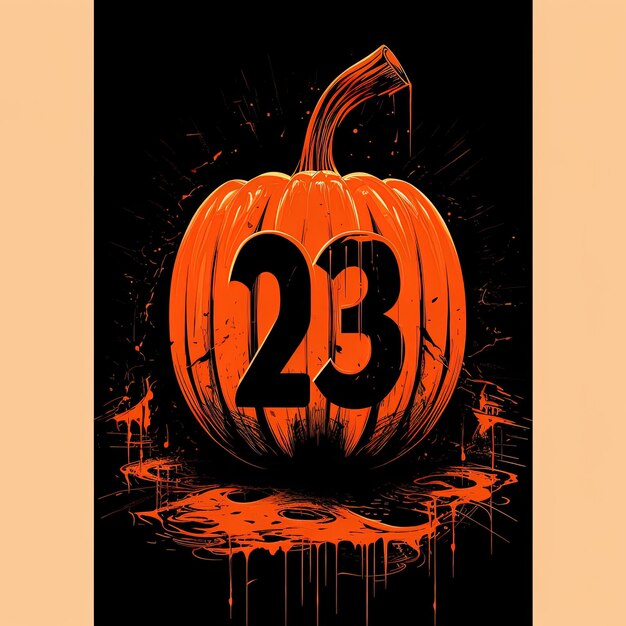 Foto uma abóbora de halloween com o número 24 nela